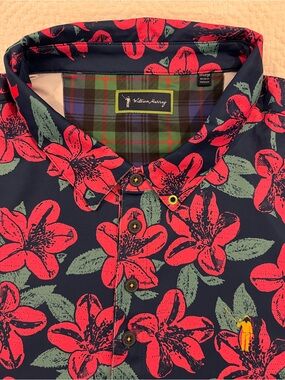 William Murray Men’s 2XL Pink Green Azalea’s Floral AOP Performance Polo
